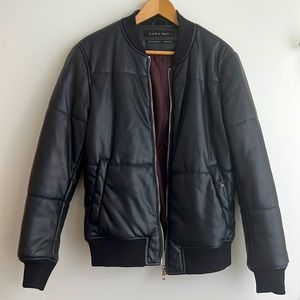 Zara Mens Faux Leather Bomber Jacket